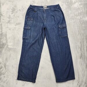 Scandia Woods Jeans Mens 38M Blue Cargo Relaxed Fit Elastic Waist Denim Casual